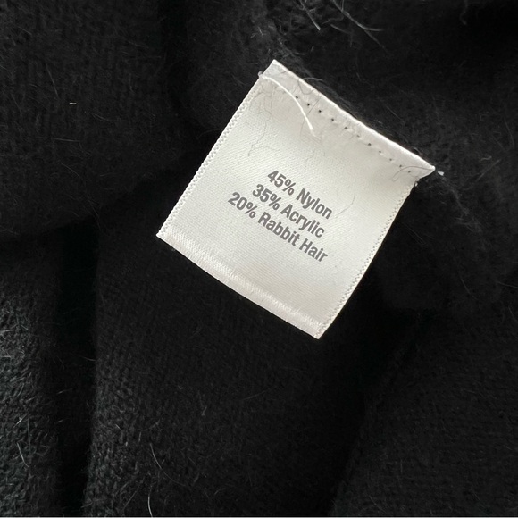 Vintage Norm Thompson Black Open Drape Front Angora Blend Cardigan Sz L Capsule - Picture 3 of 3